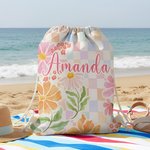 Sac à cordon avec nom Activités de plein air Plage Fête d'anniversaire Cadeau pour femmes Famille Besties