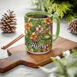 Personalised Stained Glass Floral Design Ceramic Coffee Mug with Name Daily Use Mother's Day Birthday Gift for Woman