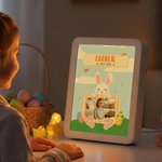 Personalized Easter-Themed Cute Bunny LED Mirror Photo Frame with Name Home Decor Easter Gift for Kids Teenagers