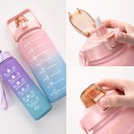 Personalisierte große Kapazität frei Motivations Fitness Zeit Marker Wasserflasche mit Farbverlauf Name und Stroh Griff Geburtstag Geschenk für Männer Frauen