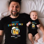 Camiseta de algodón 100% personalizada con el nombre del bebé Nuestro primer regalo del Día del Padre para el bebé papá