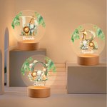 Luce notturna LED personalizzata con iniziale del nome e base in legno, decorazione - Regalo di compleanno per bambini