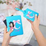 Personalized Cartoon Graduation Girl Bow Initial PU Leather Passport Holder with Name Graduation Birthday Gift for Girls Schoolmates