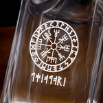 Personalized Viking Runes Whiskey Decanter 2 Glasses Set with Name Father's Day Anniversary Gift for Dad Husband Bartender