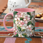 Tazza da caffè in ceramica con nome personalizzata con design floreale in vetro colorato Regalo di compleanno per la festa della mamma di uso quotidiano per la donna