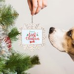 Cane personalizzato primo Natale fiocco di neve Ornamento albero di Natale Decor regalo per gli amanti del cane Cane mamma cane papà