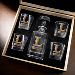 Personalized Vintage Initial Whiskey Decanter with Name Father's Day Anniversary Gift for Dad Husband Bartender