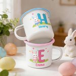 Tasse en émail 12 oz avec nom et initiales Cadeau d'anniversaire de Pâques pour les enfants