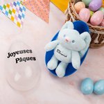 Porte-clés lapin extensible en peluche personnalisé avec nom et tetxte - Set d'œuf Pâques - Cadeau d'anniversaire Pâques pour les enfants