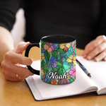 Personalised Stained Glass Floral Design Ceramic Coffee Mug with Name Daily Use Mother's Day Birthday Gift for Woman