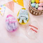 Porte-clés lapin extensible en peluche personnalisé avec nom et tetxte - Set d'œuf Pâques - Cadeau d'anniversaire Pâques pour les enfants