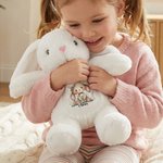 Personalised Lop-Eared Rabbit Flower Cute Easter Bunny Plush Stuffed Animal Toy with Name Easter Birthday Gift for Kids