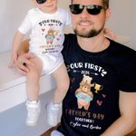 Camiseta de algodón 100% personalizada con el nombre del bebé Nuestro primer regalo del Día del Padre para el bebé papá