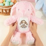 Personalised Lop-Eared Rabbit Flower Cute Easter Bunny Plush Stuffed Animal Toy with Name Easter Birthday Gift for Kids