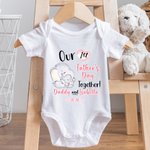 Personalised Cute Elephant Our First Father's Day T-shirt 100% Cotton Baby Onesie Dad and Baby Set with Name Gift for Dad Baby