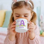 Tasse en émail 12 oz avec nom et initiales Cadeau d'anniversaire de Pâques pour les enfants