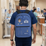 Personalizzato Cartoon Doctor Nurse Character Large School Bag con nome e titolo Nurse Week Appreciation Birthday Gift for Medical Staff (Regalo di compleanno per il personale medico)