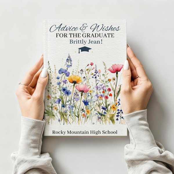 Henkilökohtainen Wildflowers Valmistumisneuvonta toivoo Journal Notebook nimi ja 100 vuorattua sivua Party Decoration Favor Valmistumislahja valmistuneille