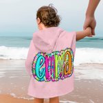 Personligt namn i Paisley-stil Snabbtorkande strandhandduk med huva Researtiklar Sommarsemester Födelsedagspresent för barn