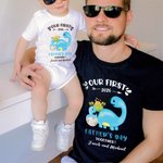 Personalizado lindo elefante 100% algodón bebé body camiseta a juego con el nombre Primer regalo del Día del Padre para papá bebé