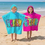 Personligt namn i Paisley-stil Snabbtorkande strandhandduk med huva Researtiklar Sommarsemester Födelsedagspresent för barn