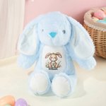 Personalised Lop-Eared Rabbit Flower Cute Easter Bunny Plush Stuffed Animal Toy with Name Easter Birthday Gift for Kids
