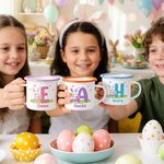 Tasse en émail 12 oz avec nom et initiales Cadeau d'anniversaire de Pâques pour les enfants