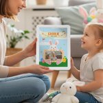 Personalized Easter-Themed Cute Bunny LED Mirror Photo Frame with Name Home Decor Easter Gift for Kids Teenagers