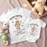 Camiseta de algodón 100% personalizada con el nombre del bebé Nuestro primer regalo del Día del Padre para el bebé papá