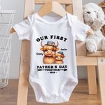Personalizado lindo Highland Vaca 100% algodón bebé Onesie camiseta ropa de los padres y los niños con el nombre y el año primer regalo del Día del Padre para el recién nacido papá nuevo