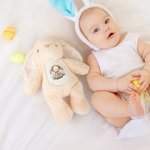 Personalised Lop-Eared Rabbit Flower Cute Easter Bunny Plush Stuffed Animal Toy with Name Easter Birthday Gift for Kids
