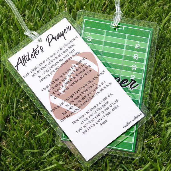Personalised Baseball Football Softball Set of 2 Cross Prayer Bag Tag with Name Game Day Team Gift for Christian Athlete Sports Lover