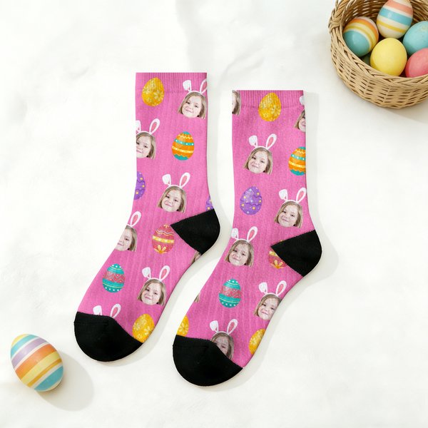Uova di Pasqua personalizzate con le orecchie da coniglietto, calzini morbidi a metà polpaccio, regalo di Pasqua da indossare tutti i giorni per i bambini e la famiglia
