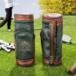 Personalisierte PU Leder graviert Monogramm Golf Tasche mit Zigarrenschneider Befeuchter Set Vatertag Hochzeit Geschenk für Golfliebhaber