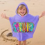 Personligt namn i Paisley-stil Snabbtorkande strandhandduk med huva Researtiklar Sommarsemester Födelsedagspresent för barn