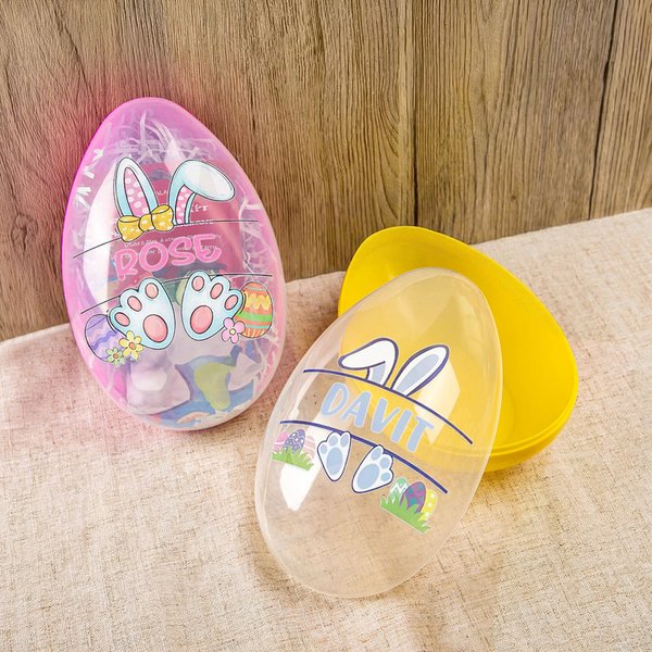 Personalised Cute Easter Bunny Fillable Jumbo Egg with Name Holiday Basket Stuffers Party Favors Birthday Gift for Kids