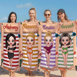Personlig tegneseriefigur hurtigtørkende mikrofiber strandhåndkle med navn Daglig strandfest Gave til svømmevenner