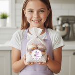 Chapeau de Chef Personnalisé Personnage de Dessin Animé Lot de 2 Etiquettes de Pâtisserie Imperméables avec Nom et Initiales Faveurs de Fête pour les Enfants Amoureux de la Pâtisserie
