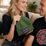 Gorro Bordado Personalizado Bandera Americana Linea Roja Suave con Nombre Uso Diario Regalo de Cumpleaños para Bomberos Bomberos Voluntarios