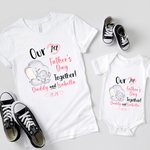Personalised Cute Elephant Our First Father's Day T-shirt 100% Cotton Baby Onesie Dad and Baby Set with Name Gift for Dad Baby