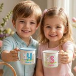 Tasse en émail 12 oz avec nom et initiales Cadeau d'anniversaire de Pâques pour les enfants