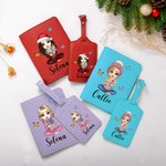 Personalised Cartoon Character Birth Flower Bouquet PU Leather Passport Holder with Name Travel Accessory Birthday Gift for Women Girls