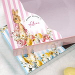 Scatola regalo personalizzata di Peter Rabbit con nome e coperchio trasparente Vassoio per dolci Uso quotidiano Bomboniere di festa Regalo di Pasqua per ragazze e ragazzi