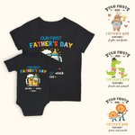 Camiseta de algodón 100% personalizada con el nombre del bebé Nuestro primer regalo del Día del Padre para el bebé papá