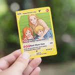 Personalized Ghibli Art Style Photo Poke Game Card with Attack Description and Protective Cover Birthday Mother's Day Gift for Family Friends