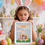 Personalized Easter-Themed Cute Bunny LED Mirror Photo Frame with Name Home Decor Easter Gift for Kids Teenagers