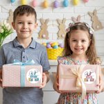 Personalised Cute Easter Bunny Ears Waterproof Stickers with Name Easter Day Gift Decoration Party Favors for Kids