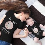 Personalized Adorable Elephant Design 100% Cotton T-shirt and Baby Onesie Matching Outfit Set Our First Mother's Day Gift for Newborn New Mom