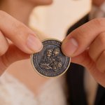 Personligt stjärnpar foto minnesmynt med text och namn Bröllop Födelsedag Jubileum Present för par