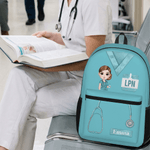 Personalizzato Cartoon Doctor Nurse Character Large School Bag con nome e titolo Nurse Week Appreciation Birthday Gift for Medical Staff (Regalo di compleanno per il personale medico)